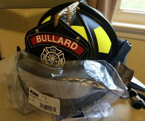 Brand New BULLARD USTMG26 Fire Helmet, Black with Goggles and Shield