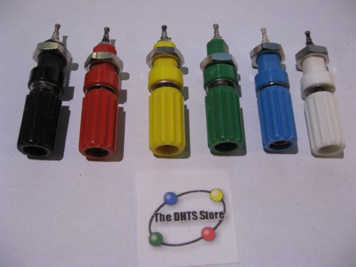 Qty 6 Binding Posts Six Diff Colors Test Equipment Plastic Solder Terminal - NOS