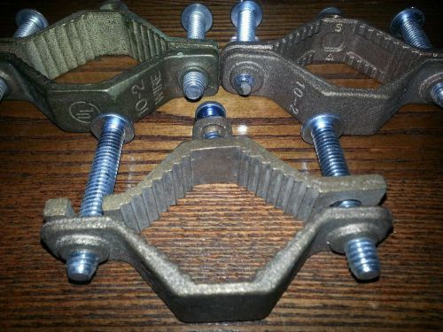 LOT Of 3/Brass/Bronze/Grounding Pipe Clamps/Saddle Brackets/ 1 1/4&#034;-2&#034; /10-2