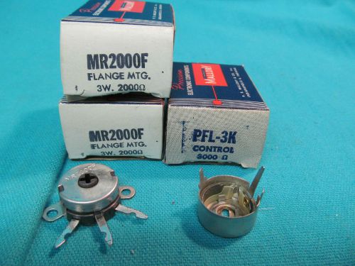 Nos lot of 2 mallory 3w me2000f ohm flange mount potentiometers pfl-3k 3000 ohm for sale