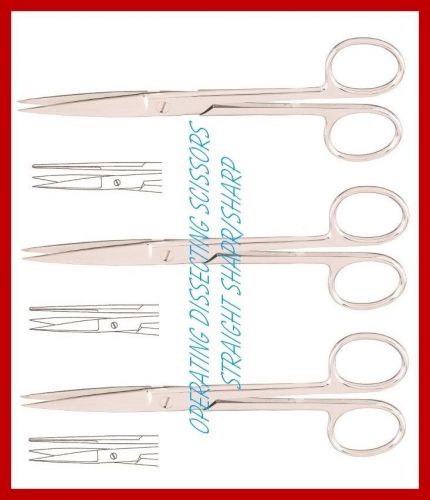 6 operating dissecting dressing surgical scissors str. 5.5&#034; sharp sharp blades for sale