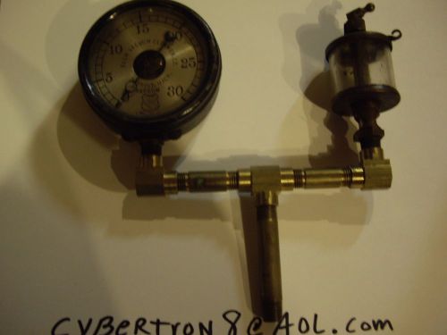 Lunkenheimer steam punk engine oiler lubricator 1910 palm vacuum gauge hit miss for sale
