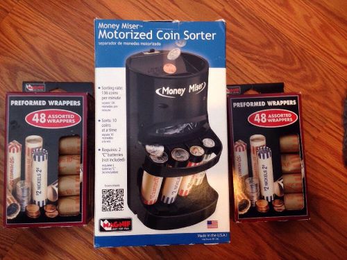 Magnif Money Miser Motorized Coin Sorter + 2 Boxes 48 Assorted Wrappers