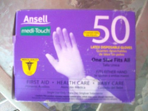 Medi-Touch Powder Free Latex Disposable Gloves  One Size Fits All  50-Count Box