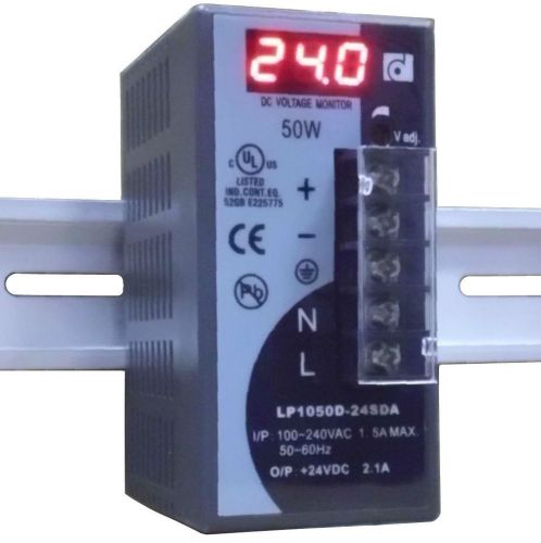 Reignpower lp1050d-24sda 24vdc 2a din rail power supply voltage monitor display for sale