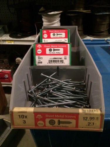 Lot of 254 pan head phillips sheet metal screws 10 x 3&#034; for sale