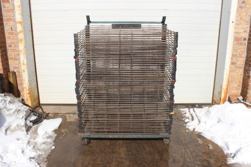Screen printing drying rack w/ 50 spring loaded trays for sale