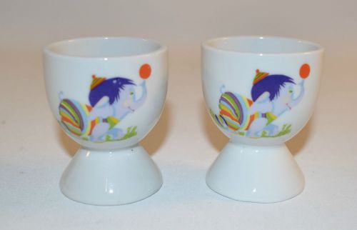 Set of Two Elephant Egg Cups Holder White