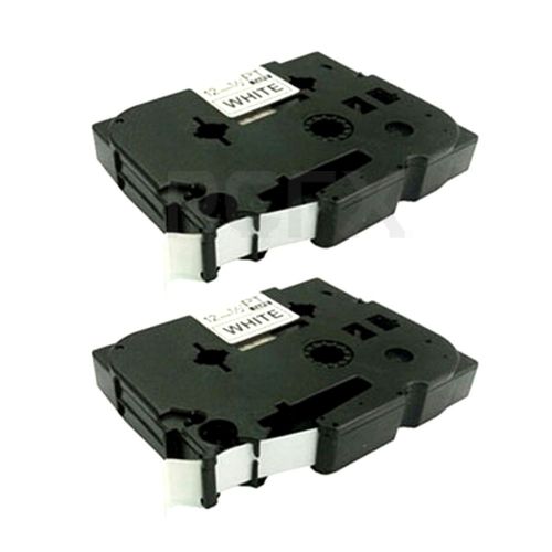 2 x BROTHER P TOUCH TZ231/TZe231 COMPATIBLE 12mm. BLACK/WHITE TAPE