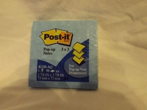 New 3M Post-it #R330-AQ Sticky Notes 3&#034; x 3&#034; Qty 90 Sheets Sky Blue Color USA!