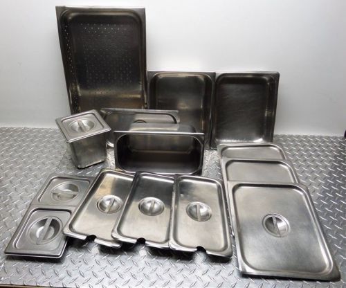 15 piece stainless steel food grade catering restaurant heated well trays lids for sale