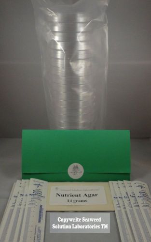 Nutrient Agar Kit w/ 20 Sterile Petri Dishes with Lids &amp; 10 Sterile Cotton Swabs