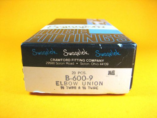 Swagelok -  B-600-9 -  Brass Elbow Union, 3/8&#034; Tube x 3/8&#034; Tube (Box of 20)