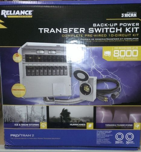 Reliance controls 310crk 8000w 10circuit generator transfer panel kit brand new for sale