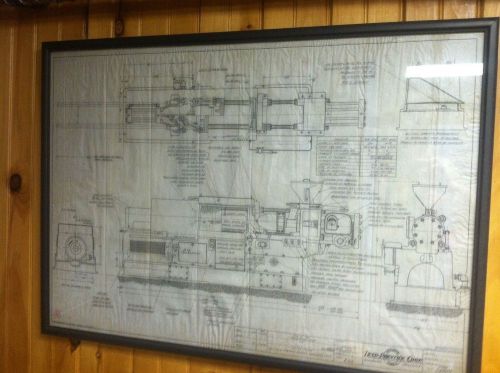 Framed vintage engineering drawing Reed Prentice injection molding machine 1940
