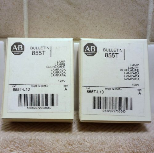 AB ALLEN BRADLEY Cat. No. 855T-L10 Ser. A. Lamp / Bulb. Lot of 2.  120 Volt