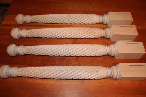 Set of 4, Spiral Fluted Dining Legs, Solid Maple, Hardwood, wood, unfinished