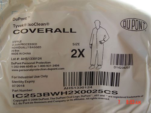 Dupont tyvek clean room coverall  ic253bwh2x0025cs  isoclean painting hazmat etc for sale