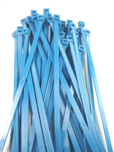 Cable ties wire ties fluorescent blue nylon 7&#034;  lot of 100 new made in usa for sale