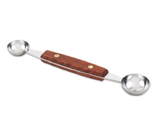 Scoop, 1/1-1/4&#034; bowl, polished steel bowl w/wood handle