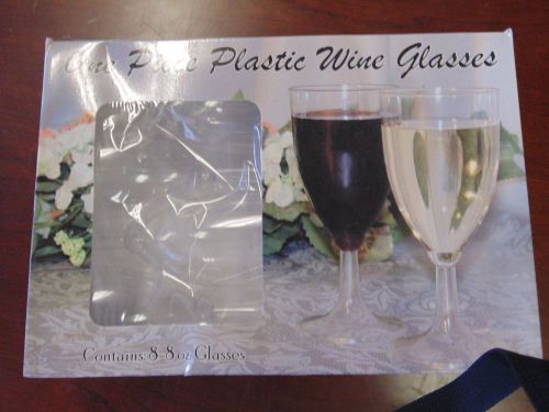 8- 8oz plastic wine glasses disposable NIB