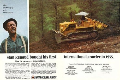 1968 International TD-20B tractor ad, Stan Renaud Inc, Denver,Co, color cntrsprd