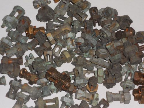 Brass &amp; copper ground wire connectors for scrap or use - lot of 85 - 5lbs f for sale