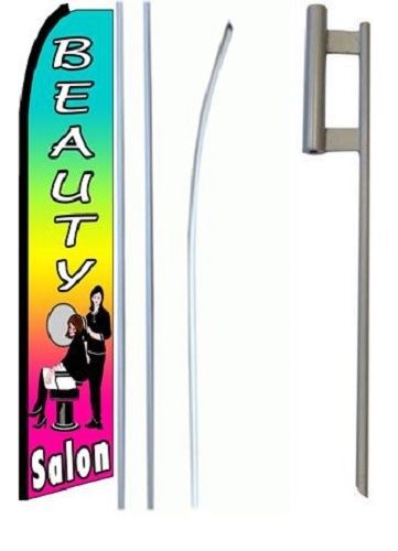 Beauty Salon  King Size  Swooper Flag Sign  W/Complete Set