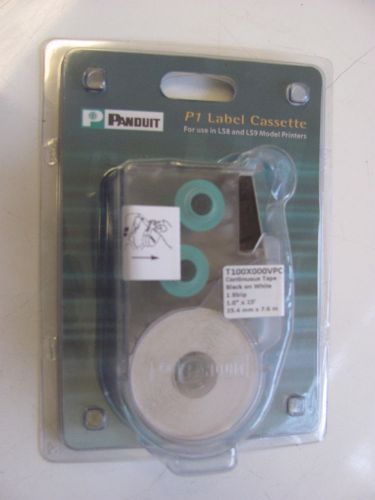 NEW Panduit P1 Label Cassette for LS8 T100X000VPC-BK Black on White 1.0&#034; x 25&#039;
