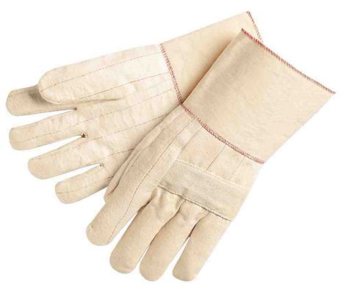 Hot mill gloves mens l heat resistant cotton 4 1/2&#034; gauntlet cuff (1 pair) for sale
