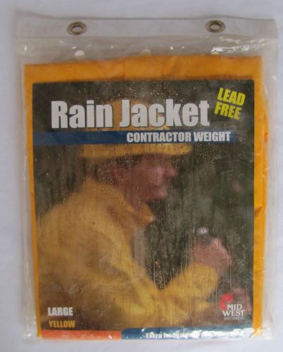 Midwest rain jacket w/ detachable hood, contractor weight, #3001, large, nip for sale