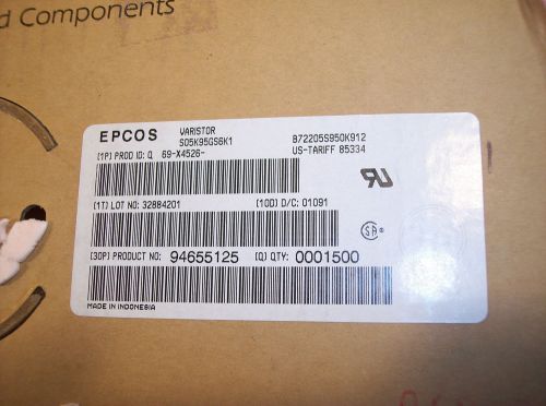 QTY (1500) S05K95 EPCOS 5mm METAL OXIDE VARISTOR 400A  95 Vrms