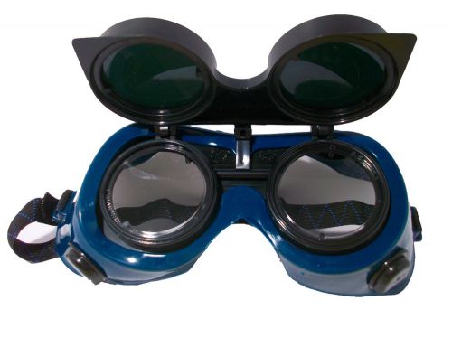 Welding/cutting safety goggles w/flip up dark green lenses  fast - free - ship for sale