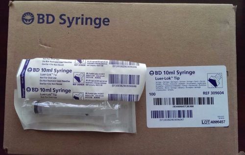 BD Syringe 10ml Luer-Lok Tip #309604 NEW IN SEALED BOX 100/Box