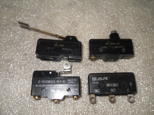 (RR13-3) 1 LOT OF 4 OMRON &amp; MICRO SWITCH LIMIT SWITCHES