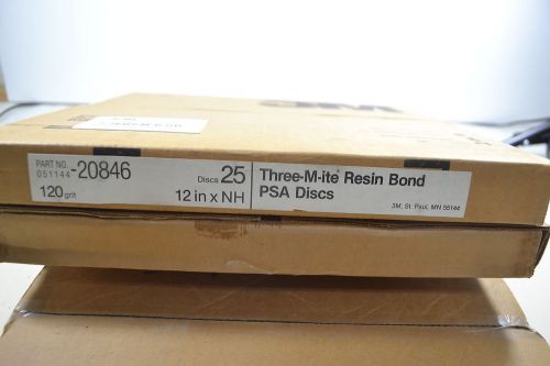 25 new 3m three-m-ite resin bond 12&#034; psa sandpaper discs 051144-20846 (wl.3.d.5) for sale