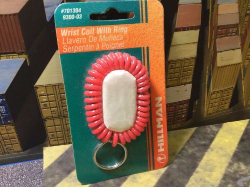 Wrist Coil with Key Ring: - By Hillman – Color RED: NEW! Just as purchased!