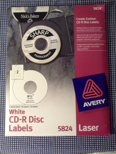 Avery White CD-R Disc Labels 5824 Laser 40 Labels