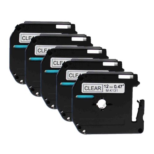 5PK Black on Clear Tape M-K131 MK131 Label Compatible for Brother PT-110 P-Touch