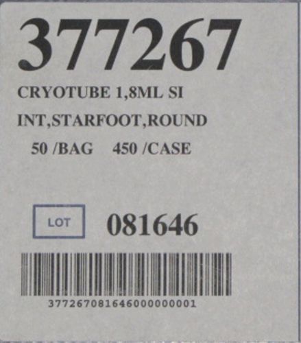 Sealed Bag of  50 Nunc 1.8 mL Cryotube Vials with Screw Cap &amp; Starfoot Bottom