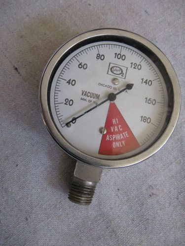 Oxequip o2 vacuum gauge 0-180 mm. of hg 1/4&#034;  npt fitting 2&#034;5/8  wide for sale