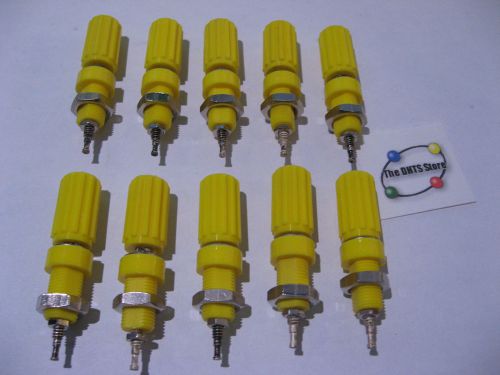 Qty 10 Binding Posts Yellow Test Equipment Plastic Solder Terminal - NOS