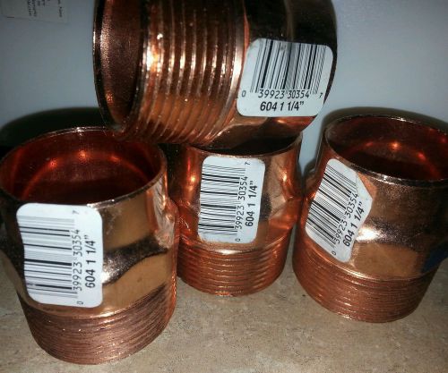 4 pk. adapter, wrot copper, c x mnpt, 1-1/4&#034; (in) nibco part # 604 1 1/4&#034;  new! for sale