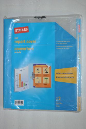 Staples Clear Poly Side Lock Set of 3 Report Cover Covers, Letter Size, 21649