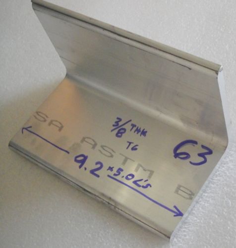 1 Pc item 63 Aluminum Angle Plate 5x5x9.2” long 6061 -T6 .375 thk 3/8