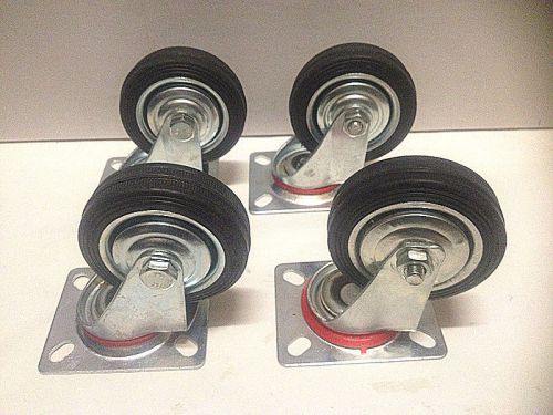 4Pc- 3&#034; Solid  Rubber  Swivel Wheels -BRAND NEW