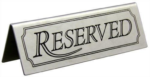 New Star Foodservice 26894 Stainless Steel Table Reserved Sign, 4.75 by