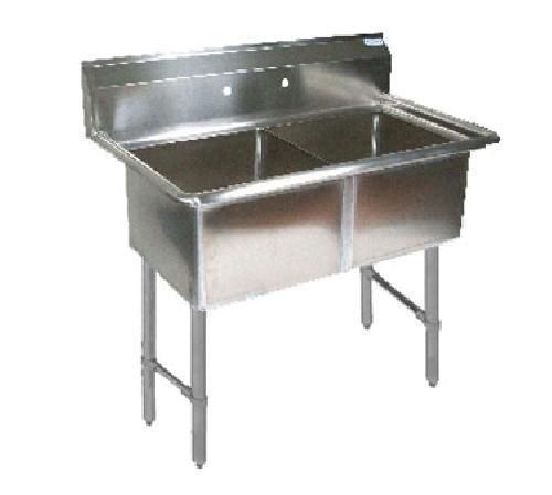 BK RESOURCES TWO 16&#034;X20&#034;X12&#034; COMPARTMENT SINK W/ S/S LEGS - BKS-2-1620-12S