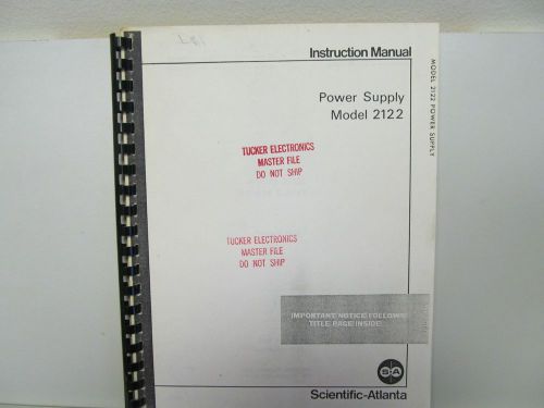 SCIENTIFIC ATLANTA 2122 POWER SUPPLY MANUAL/SCHEMATICS/ PARTS LIST, COPY