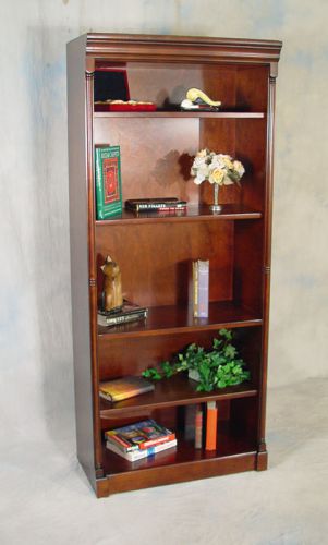 Dark brown cherry office bookcase or library bookshelf with adjustable shelves for sale